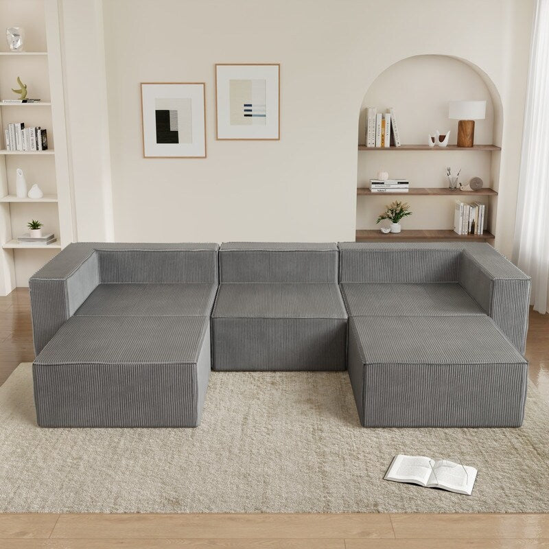 Canapé à compression en velours côtelé avec accoudoir gauche