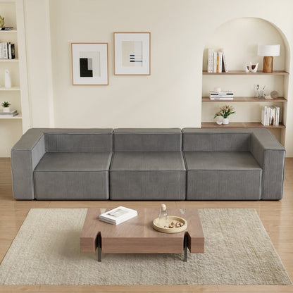 Canapé à compression en velours côtelé avec accoudoir gauche