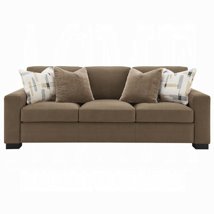Canapé moderne Lenu avec 4 coussins décoratifs, tissu en daim marron doux, 89 pouces