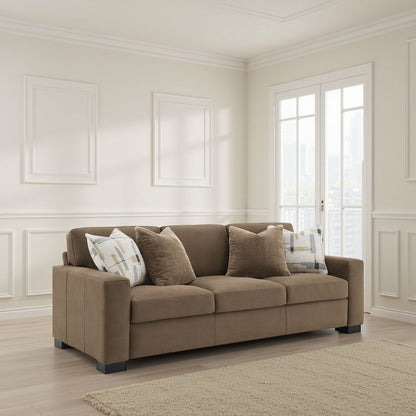 Canapé moderne Lenu avec 4 coussins décoratifs, tissu en daim marron doux, 89 pouces