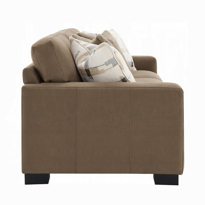 Canapé moderne Lenu avec 4 coussins décoratifs, tissu en daim marron doux, 89 pouces