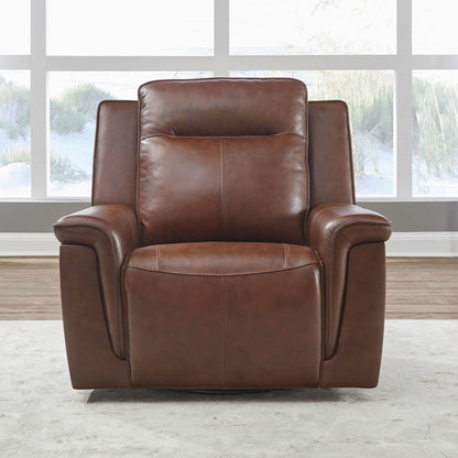 Fauteuil inclinable électrique Liberty Furniture Avery pour salon en cuir cognac
