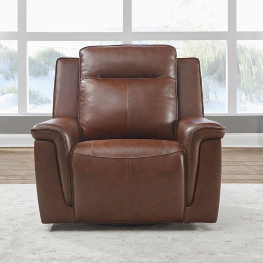 Fauteuil inclinable électrique Liberty Furniture Avery pour salon en cuir cognac