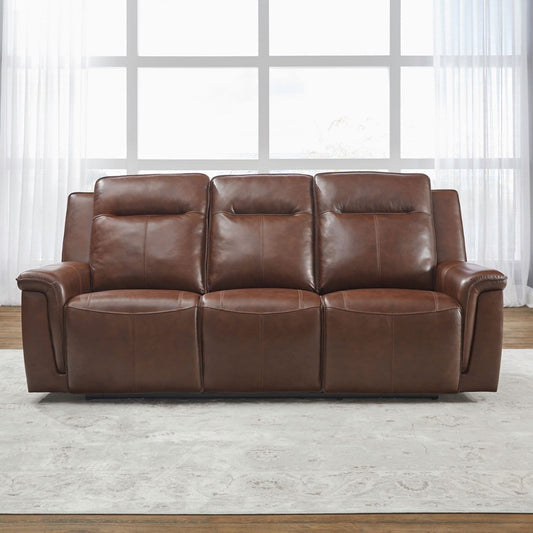Canapé inclinable électrique Liberty Furniture Avery en cuir cognac - Largeur 88'' x Profondeur 39'' x Hauteur 41''