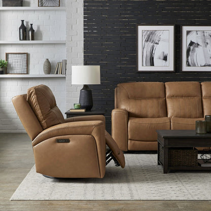 Fauteuil inclinable électrique en cuir Bennett de Liberty Furniture avec port de charge