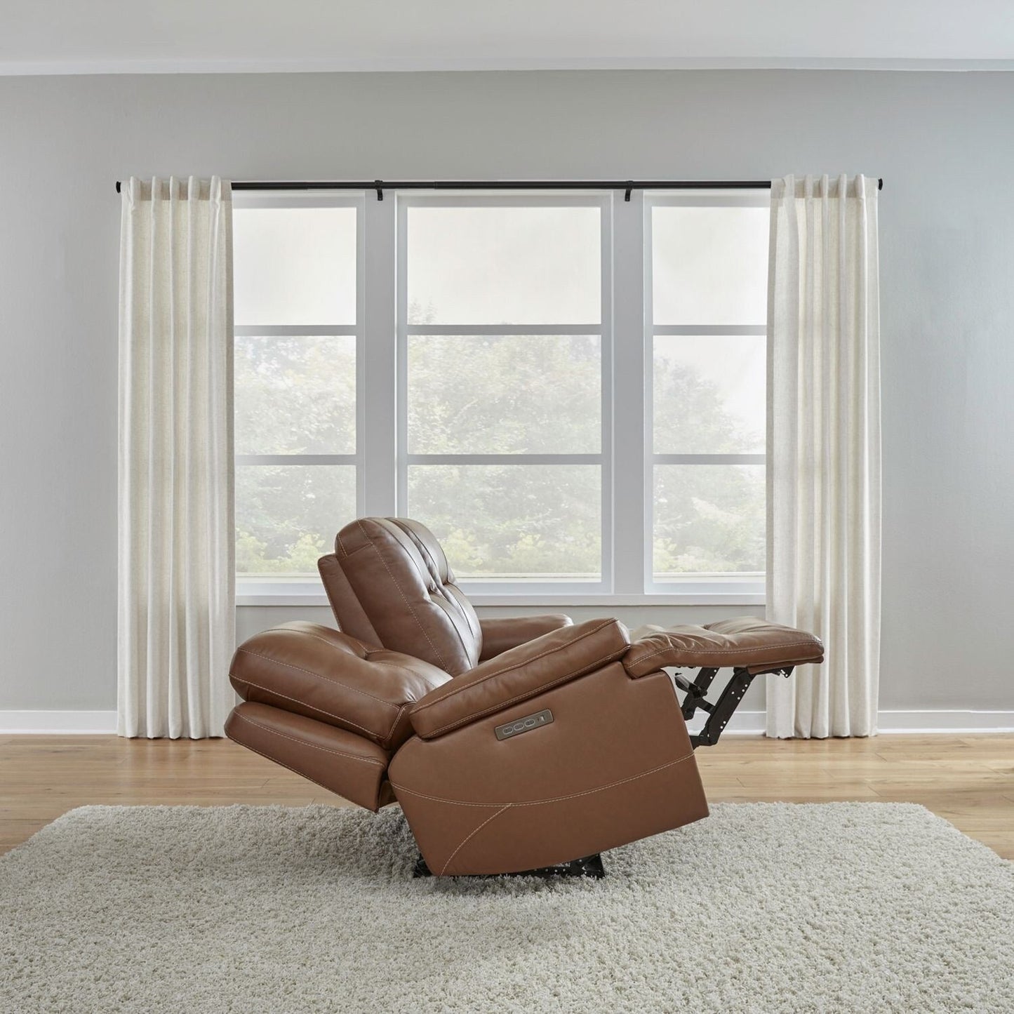 Canapé inclinable électrique Liberty Furniture Cameron en cuir marron - Largeur 89 x Profondeur 39 x Hauteur 41