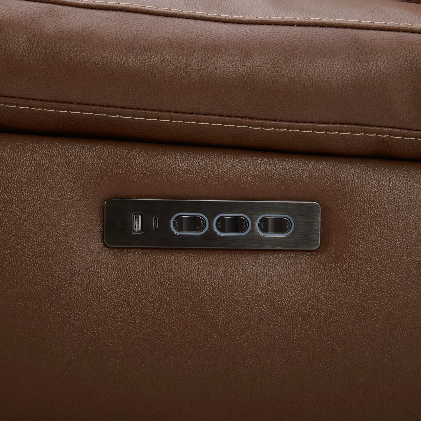 Canapé inclinable électrique Liberty Furniture Cameron en cuir marron - Largeur 89 x Profondeur 39 x Hauteur 41