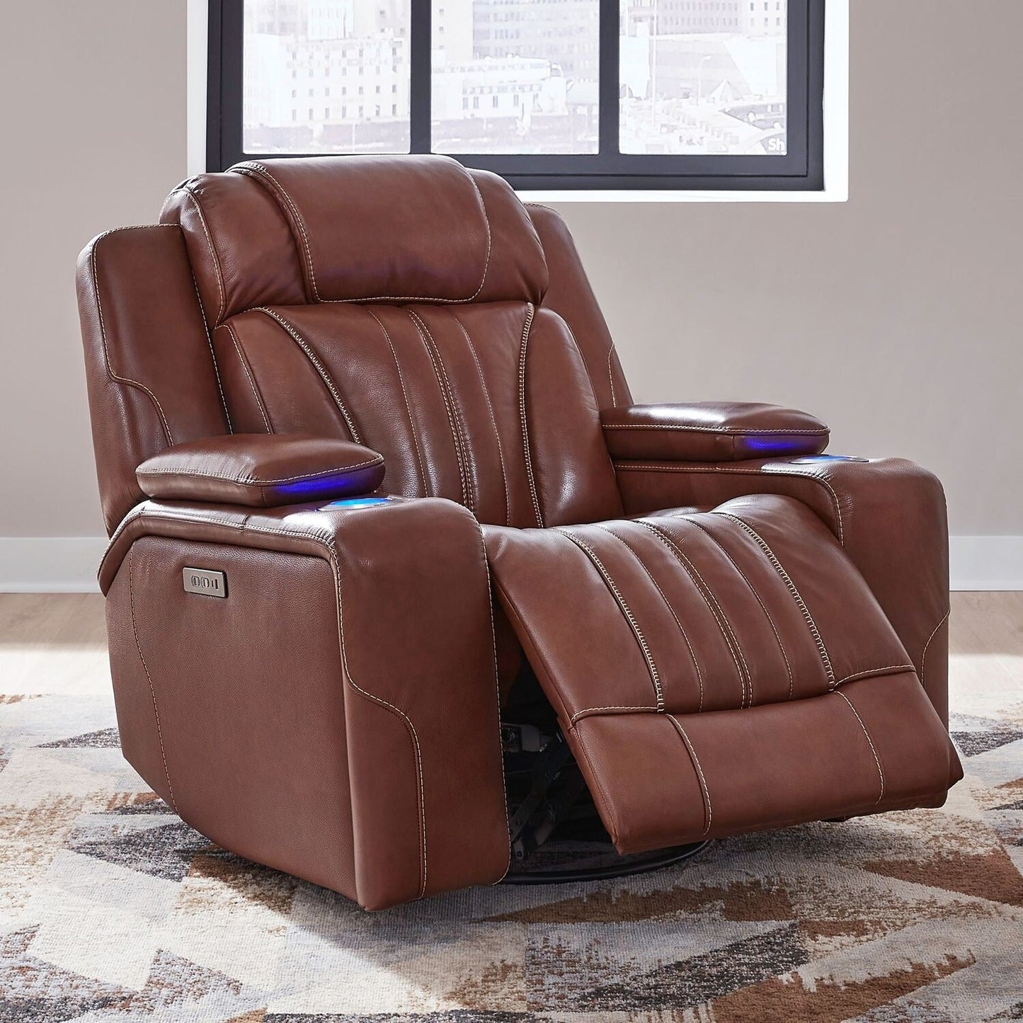 Fauteuil inclinable électrique Liberty Furniture Caswell en cuir marron
