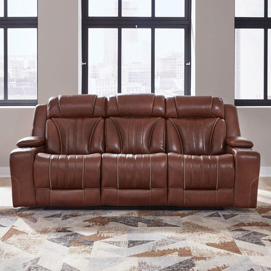 Canapé électrique Liberty Furniture Caswell en cuir marron - Largeur 91 x Profondeur 40 x Hauteur 42