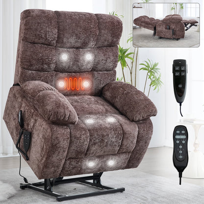 Fauteuil releveur inclinable à massage thermique, double moteur, positions infinies, grand fauteuil releveur électrique inclinable avec télécommande