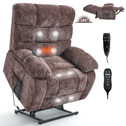 Fauteuil releveur inclinable à massage thermique, double moteur, positions infinies, grand fauteuil releveur électrique inclinable avec télécommande