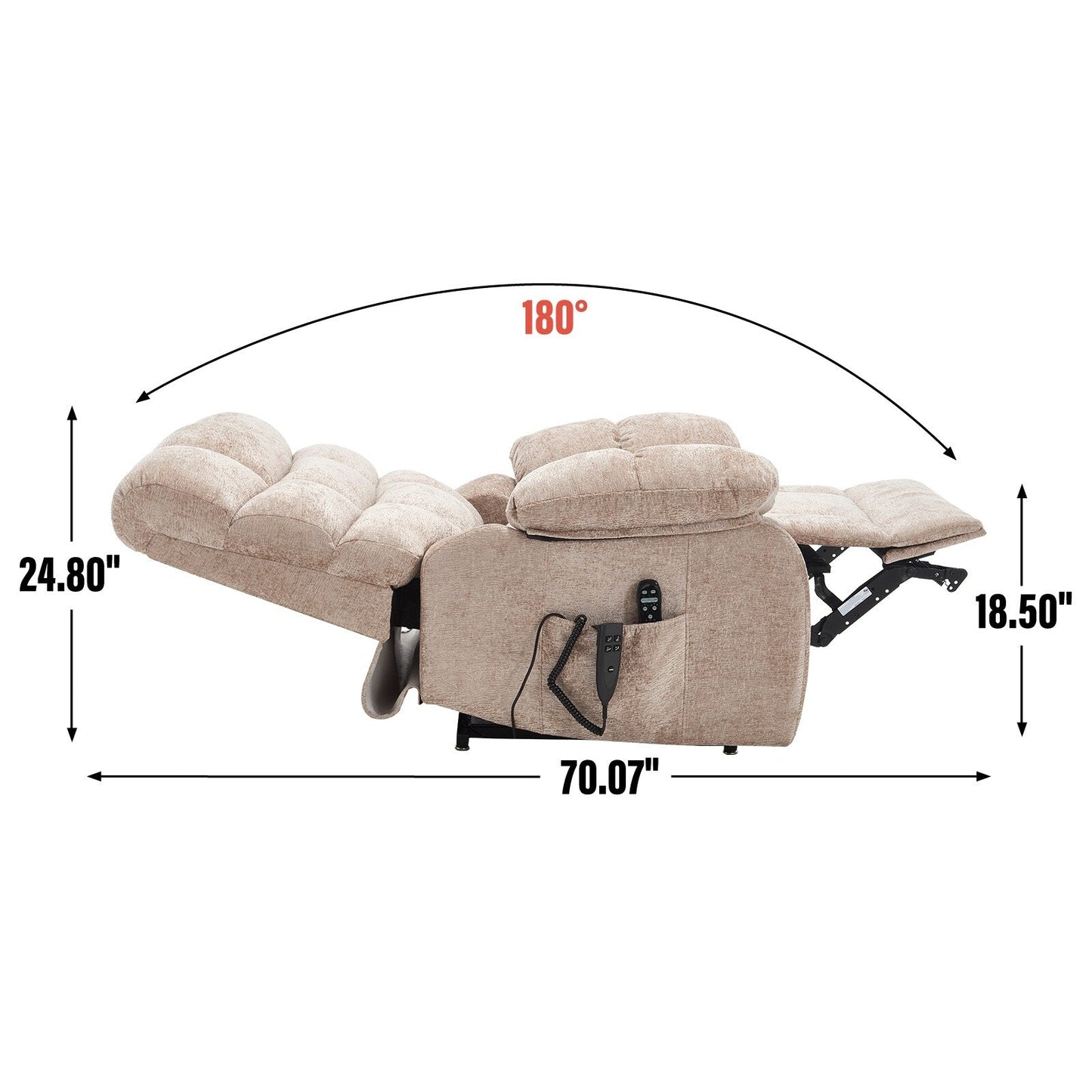 Fauteuil inclinable releveur à massage thermique, double moteur, position infinie, jusqu'à 350 lb, grands fauteuils inclinables électriques releveurs