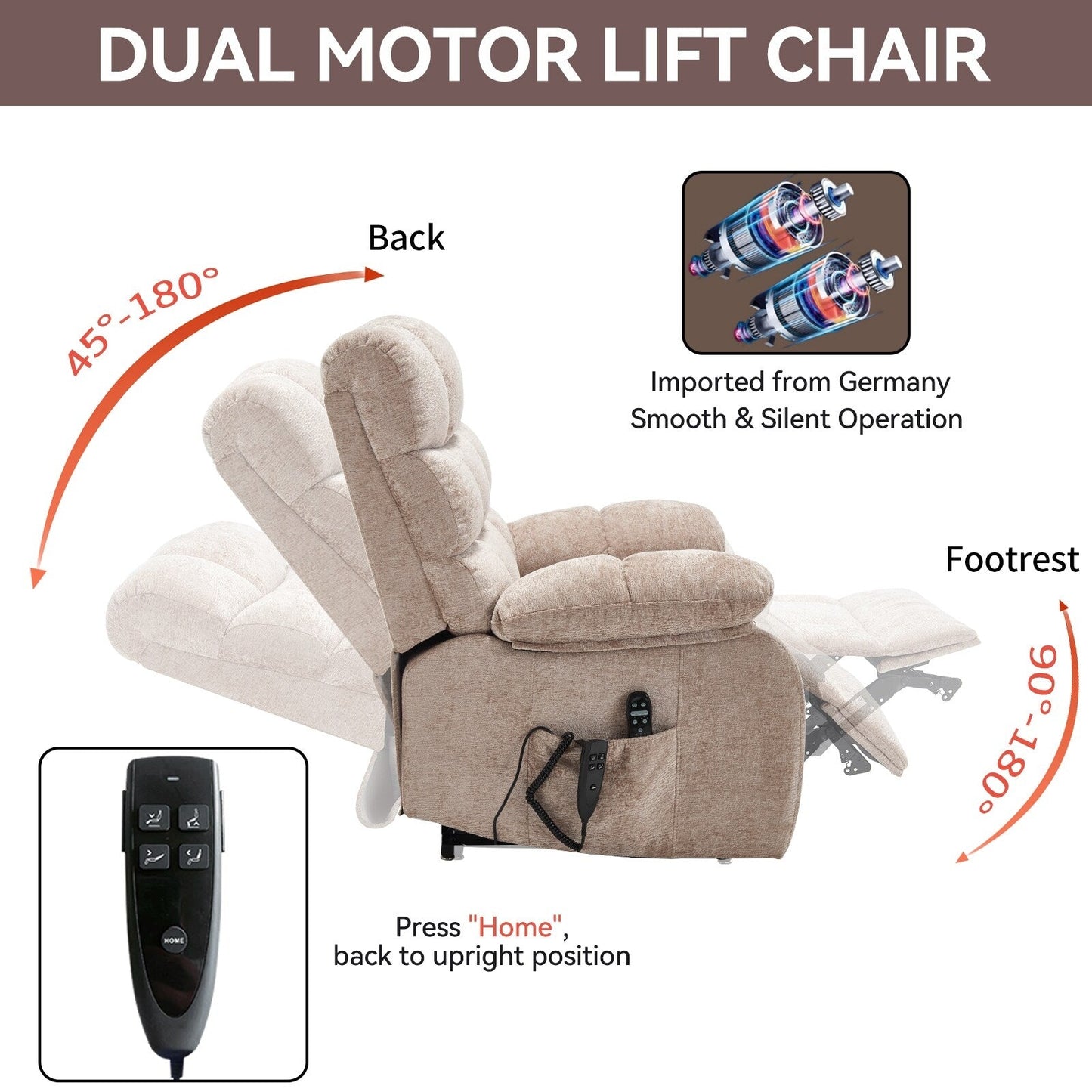 Fauteuil releveur inclinable avec massage thermique