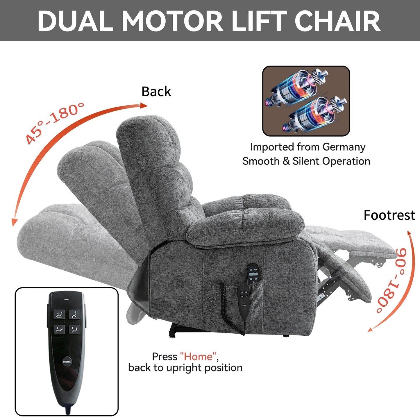 Fauteuil releveur inclinable avec massage thermique