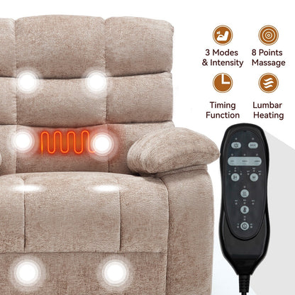 Fauteuil releveur inclinable avec massage thermique