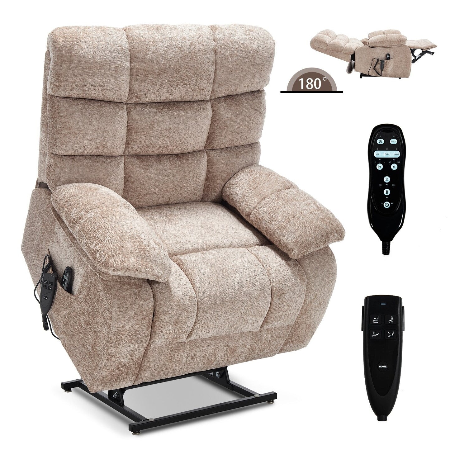 Fauteuil releveur inclinable avec massage thermique