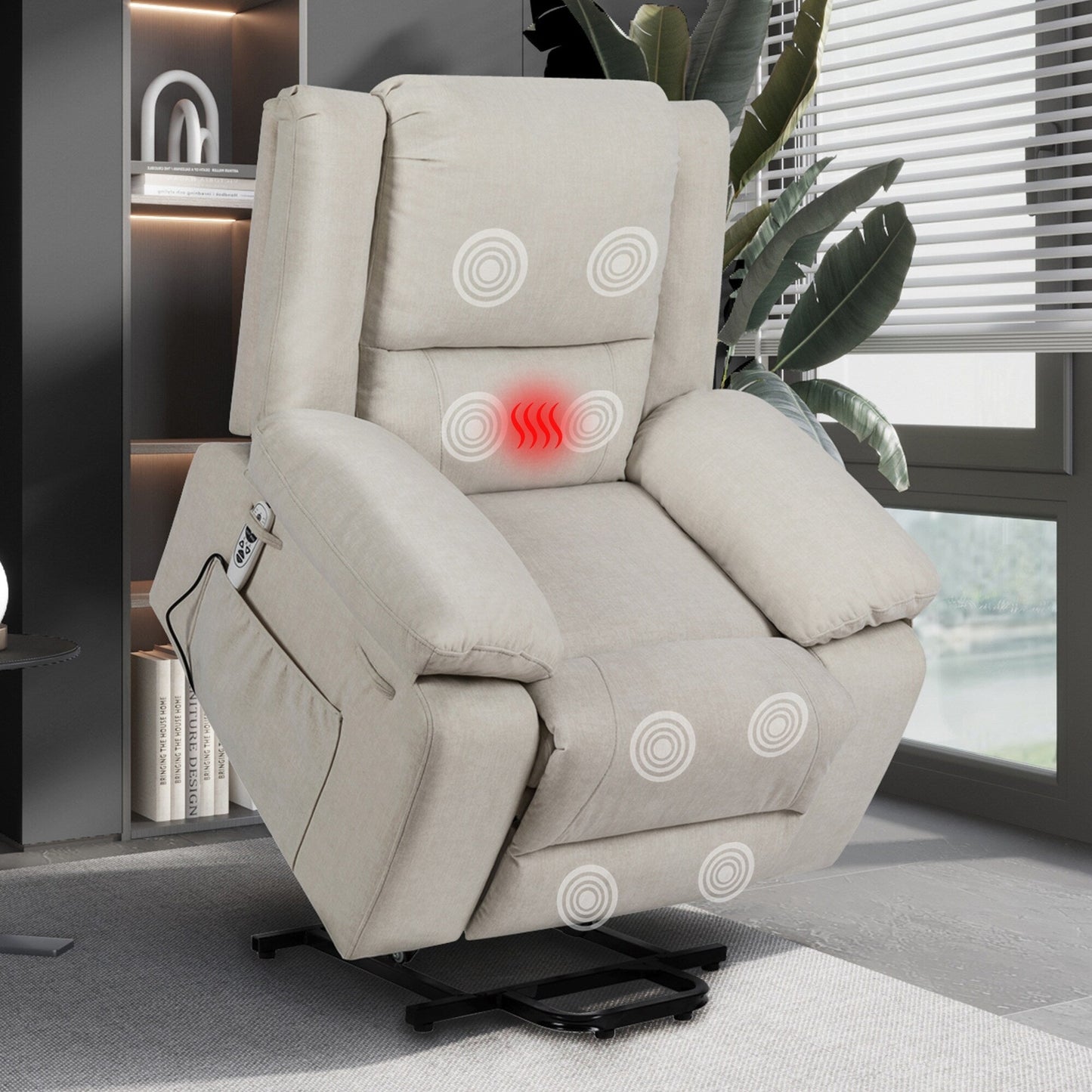 Fauteuil releveur inclinable avec massage/chaleur, gravité zéro et télécommande (136 kg)