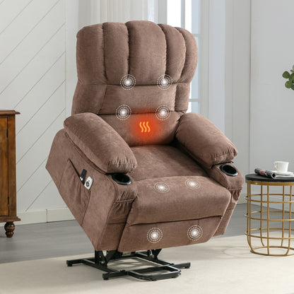 Fauteuil releveur inclinable avec massage et chauffage, USB et télécommande