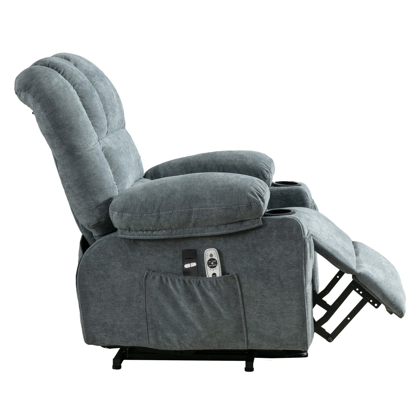 Fauteuil releveur inclinable avec massage et chauffage - Télécommande, port USB, vibration 8 points