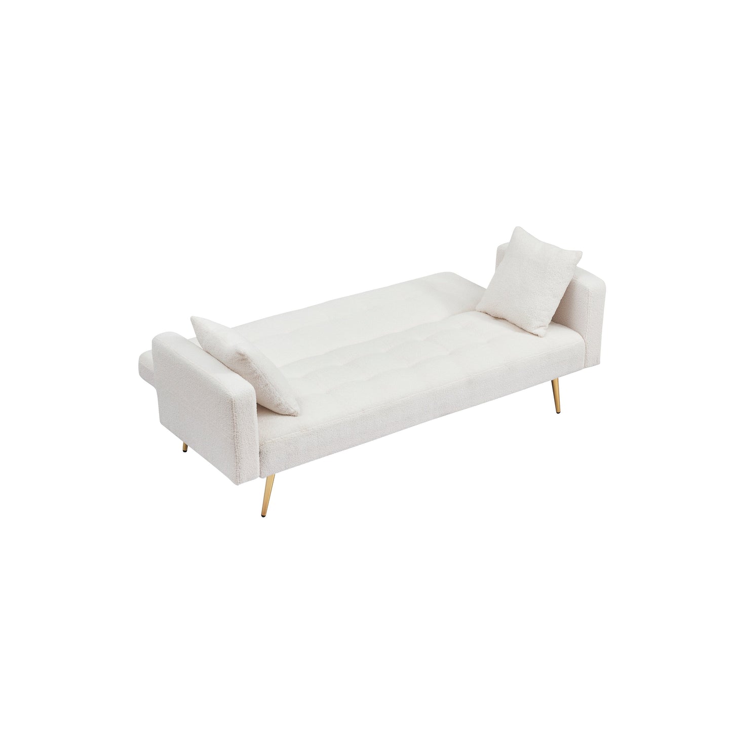 Canapé-lit convertible en polaire Teddy beige clair 71,7 avec dossier réglable et 2 oreillers pour le salon