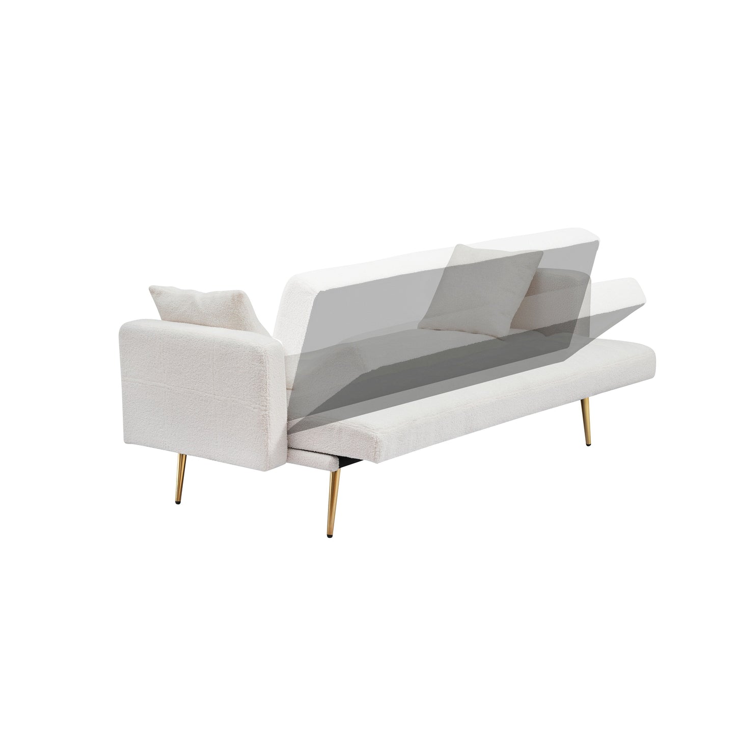 Canapé-lit convertible en polaire Teddy beige clair 71,7 avec dossier réglable et 2 oreillers pour le salon