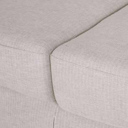 Canapé 3 places en tissu rayé beige clair avec accoudoirs encastrés