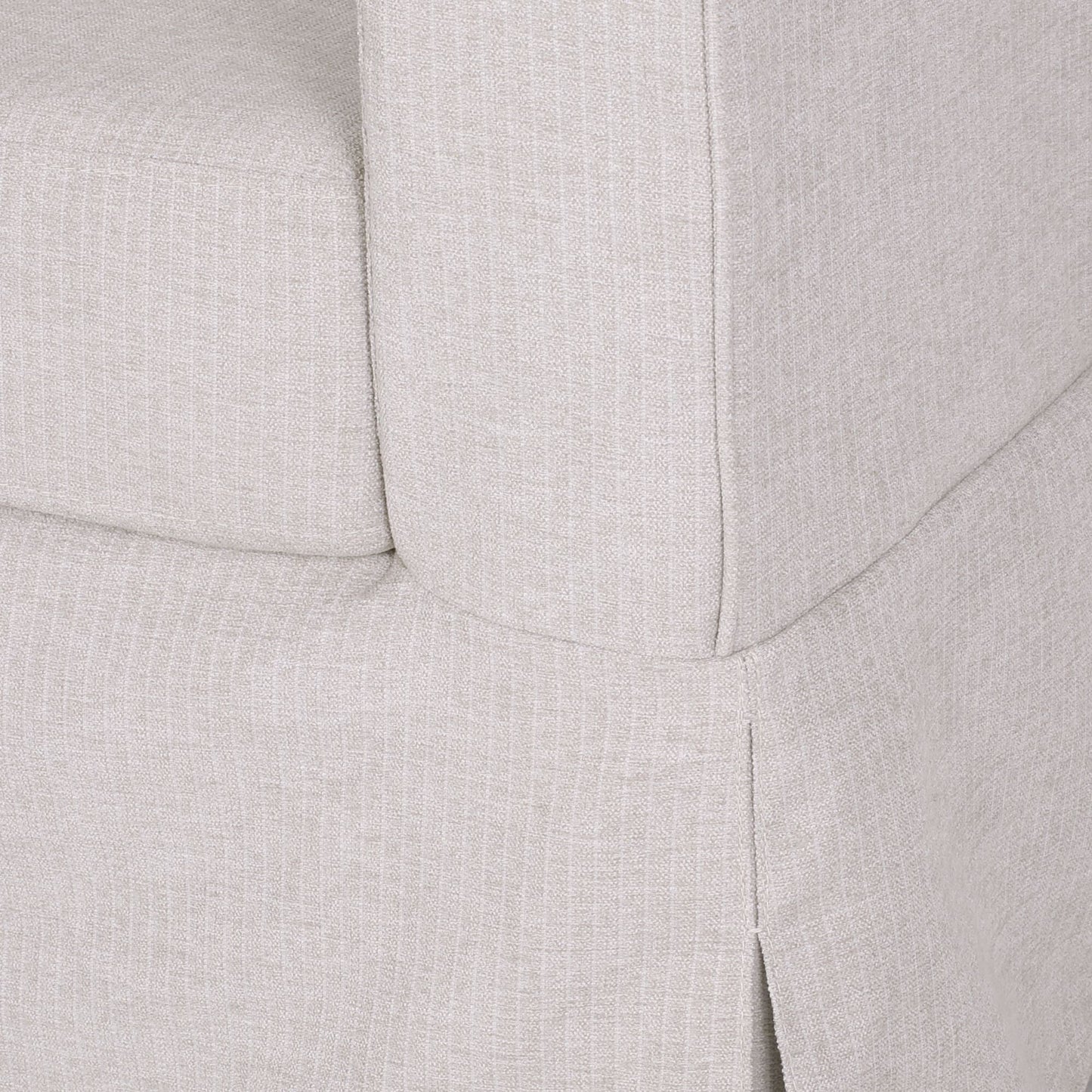 Canapé 3 places en tissu rayé beige clair avec accoudoirs encastrés