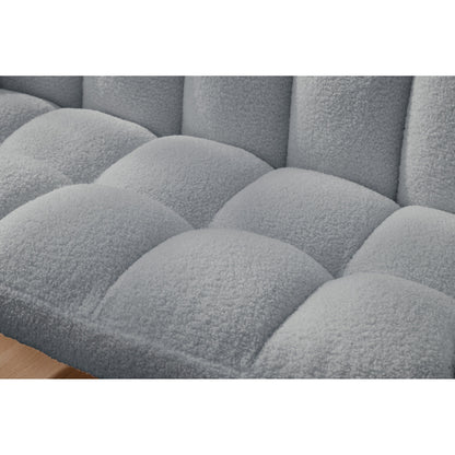 Canapé causeuse Teddy bleu clair 52 avec dossiers matelassés et cadre en bois dur pour le salon.