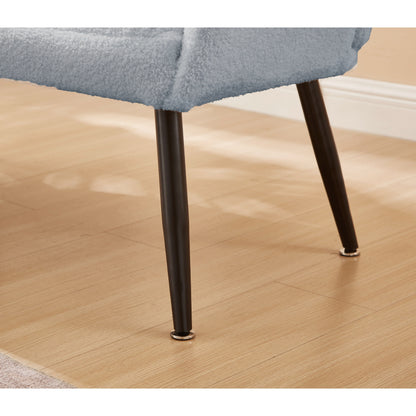 Canapé causeuse Teddy bleu clair 52 avec dossiers matelassés et cadre en bois dur pour le salon.