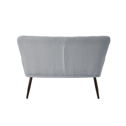 Canapé causeuse Teddy bleu clair 52 avec dossiers matelassés et cadre en bois dur pour le salon.