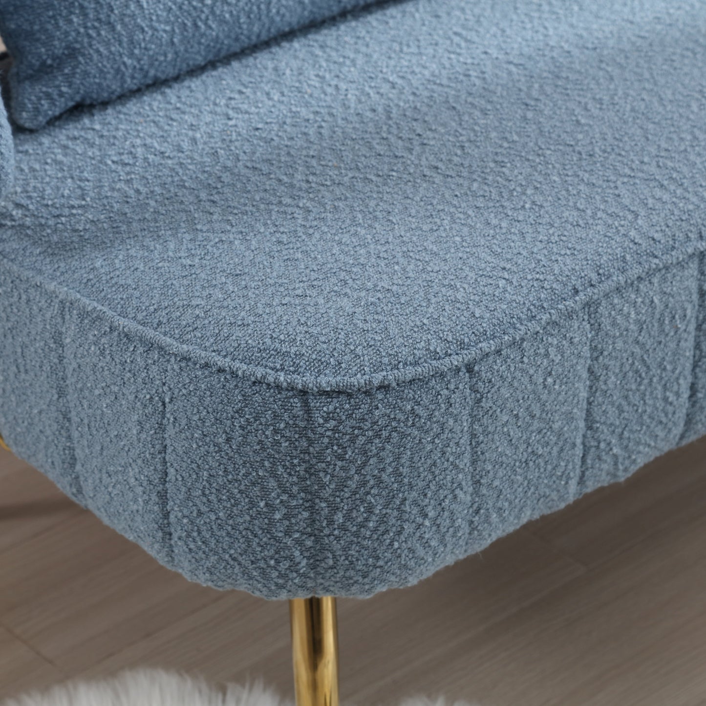 Canapé causeuse rembourré bleu clair moderne 51,97 $ avec cadre en métal et coussins pour le salon