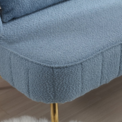 Canapé causeuse rembourré bleu clair moderne 51,97 $ avec cadre en métal et coussins pour le salon