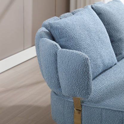 Canapé causeuse rembourré bleu clair moderne 51,97 $ avec cadre en métal et coussins pour le salon