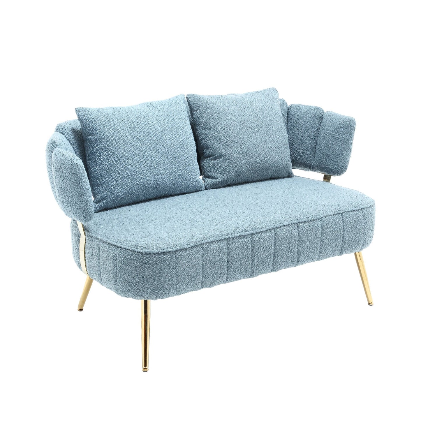 Canapé causeuse rembourré bleu clair moderne 51,97 $ avec cadre en métal et coussins pour le salon