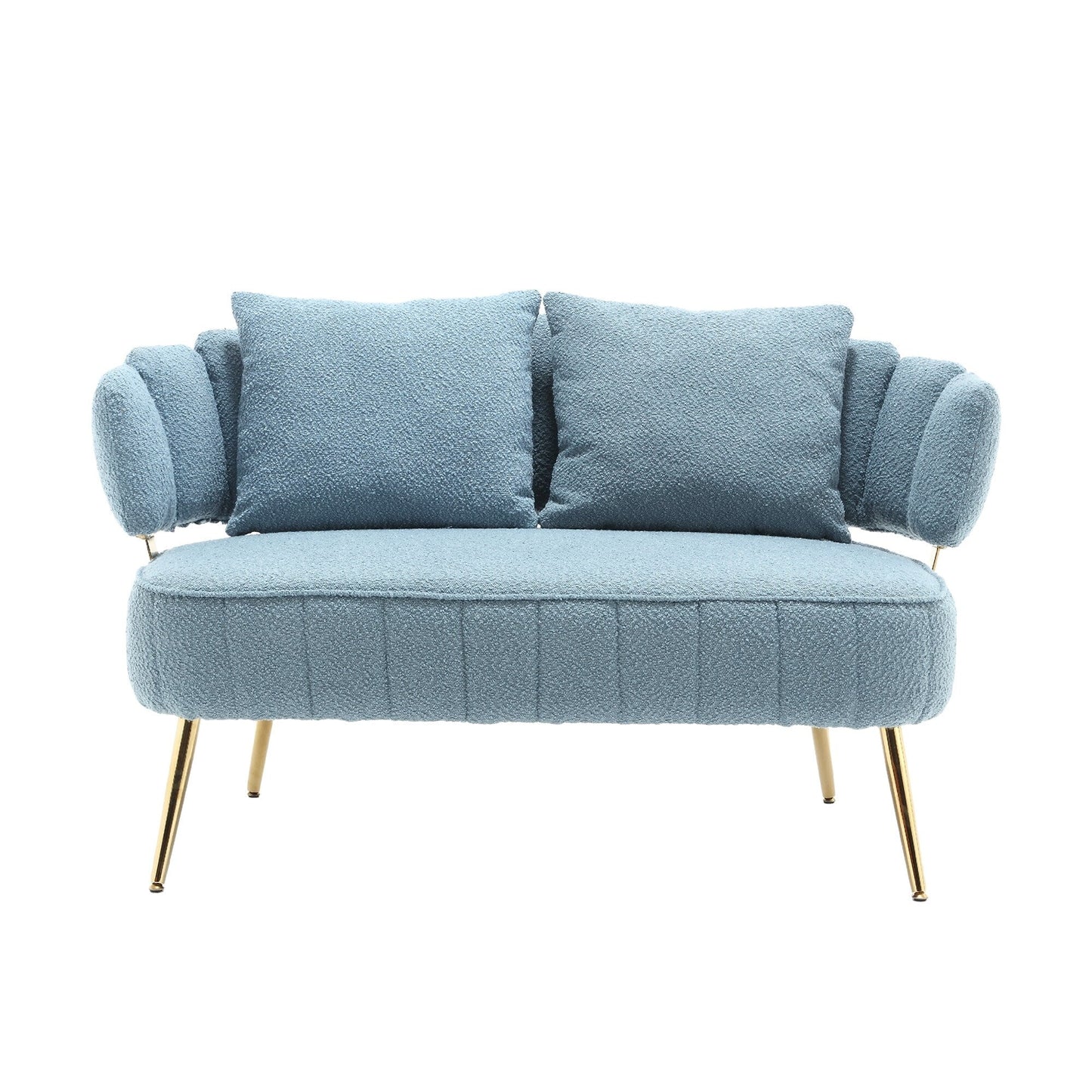 Canapé causeuse rembourré bleu clair moderne 51,97 $ avec cadre en métal et coussins pour le salon