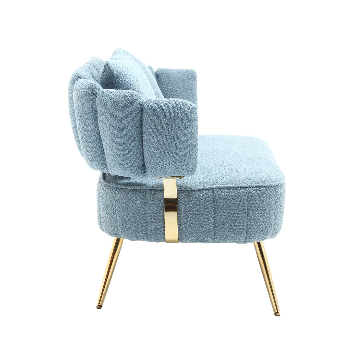 Canapé causeuse rembourré bleu clair moderne 51,97 $ avec cadre en métal et coussins pour le salon