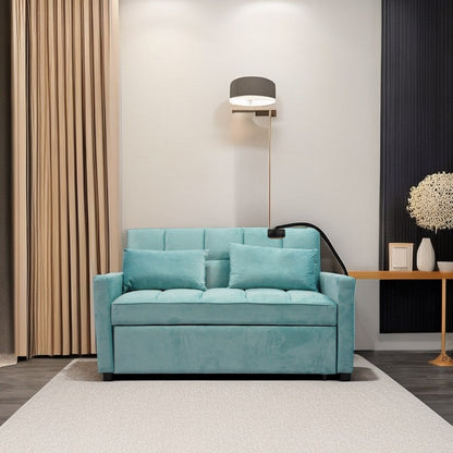 Canapé-lit convertible bleu clair moderne 54,33 avec dossier inclinable et support pour téléphone