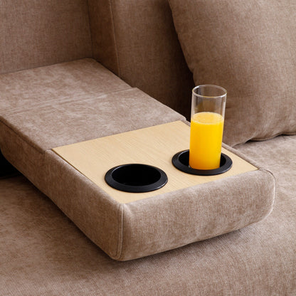 Canapé-lit convertible 3 places en coton et lin marron clair 84,65 € avec pouf de rangement, table rabattable et 2 tiroirs