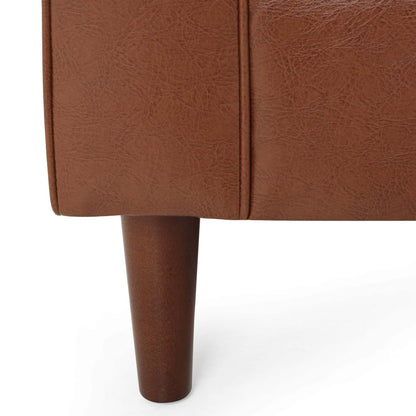 Canapé 3 places en similicuir marron clair moderne 82,25 avec pieds en bois pour le salon