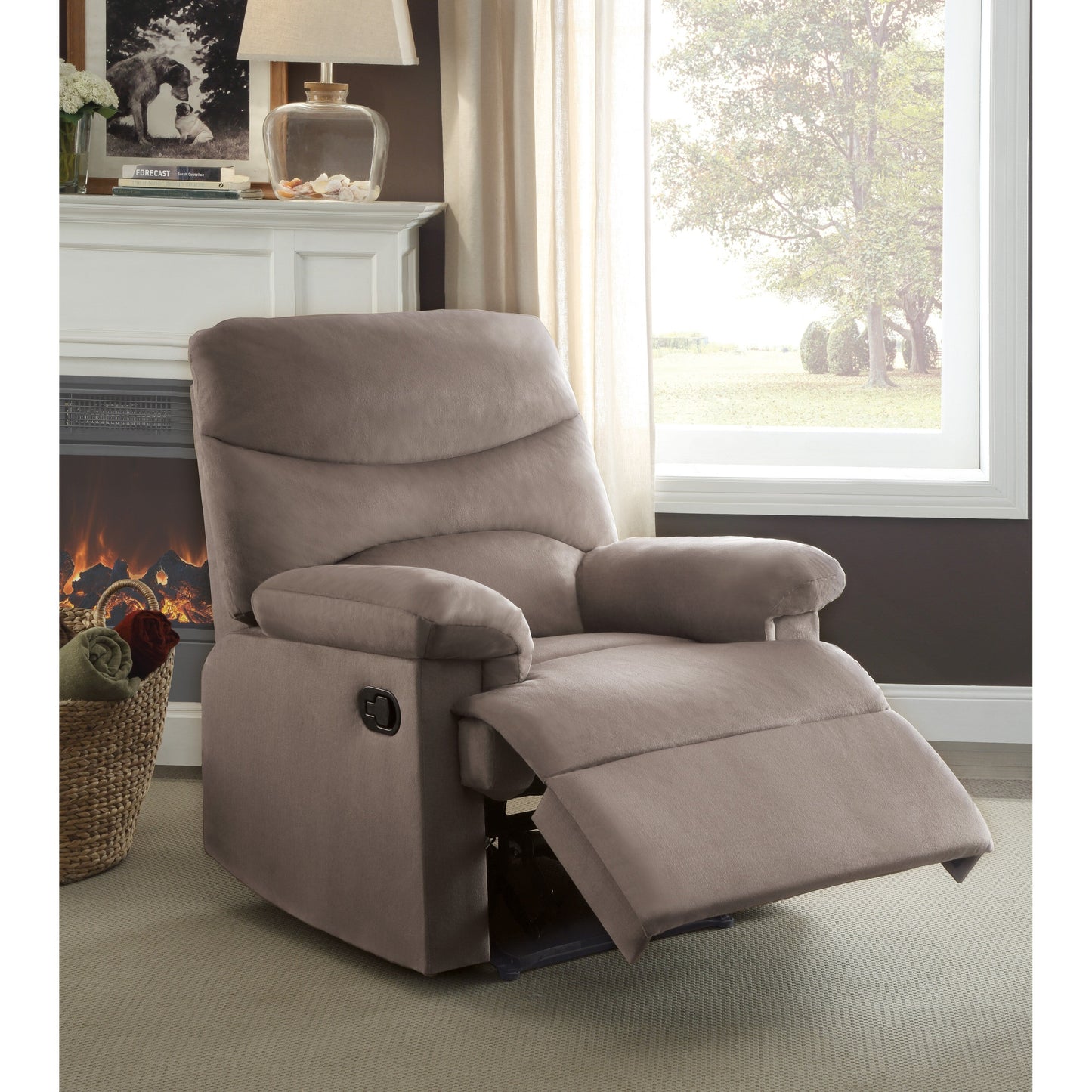 Fauteuil inclinable en tissu tissé marron clair