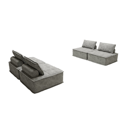 Ensemble de canapés modulaires 4 pièces en chenille gris clair