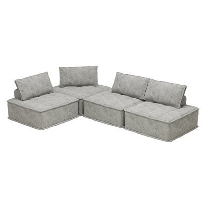 Ensemble de canapés modulaires 4 pièces en chenille gris clair