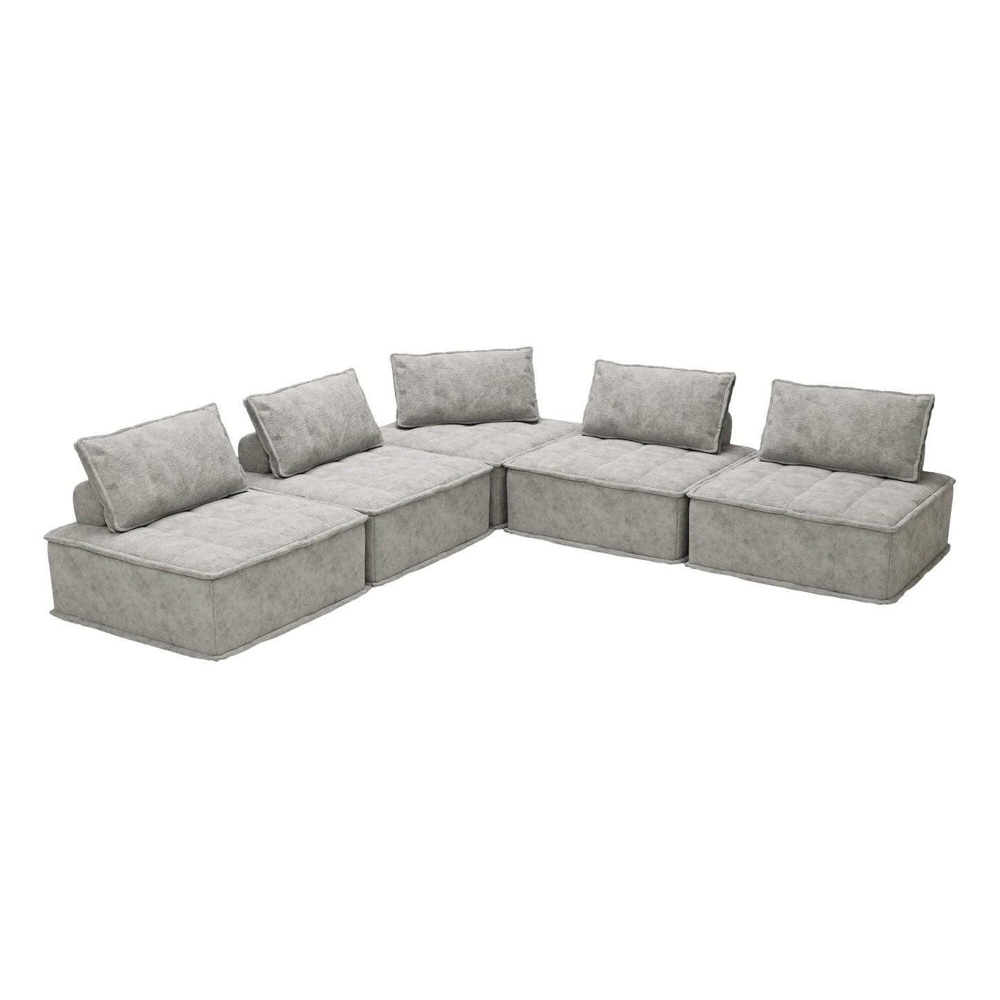 Ensemble de canapés modulaires 5 pièces en chenille gris clair