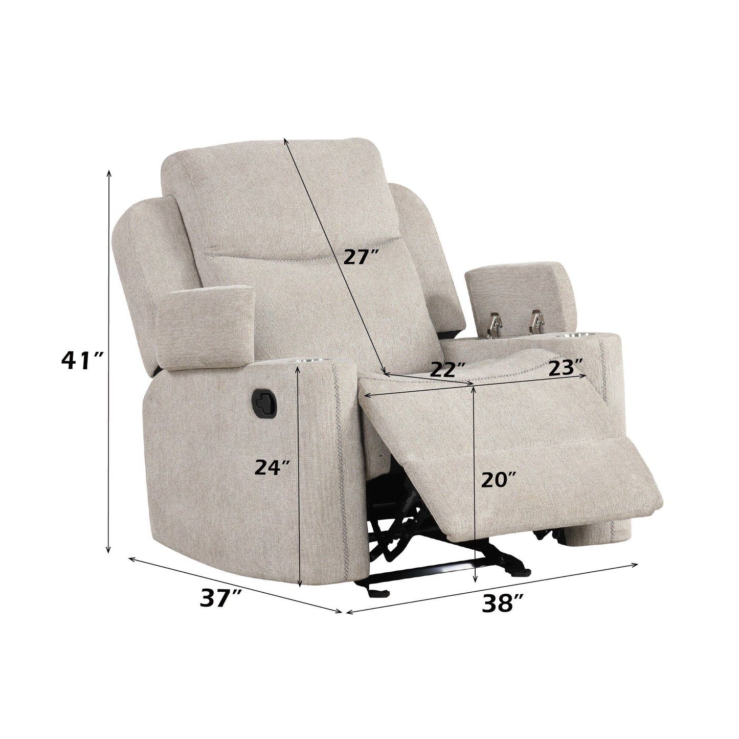 Fauteuil inclinable à mouvement chenille gris clair