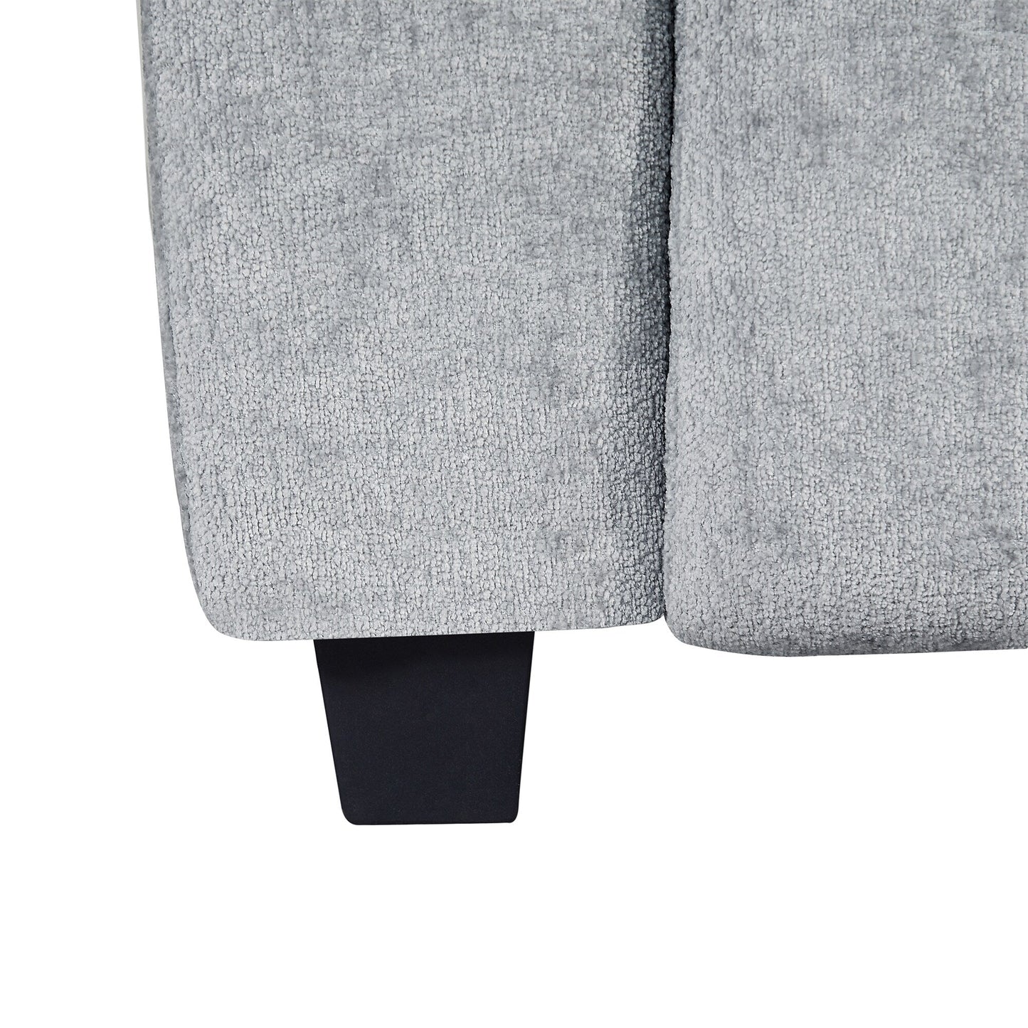 Canapé 3 places rembourré en chenille gris clair avec pieds en plastique