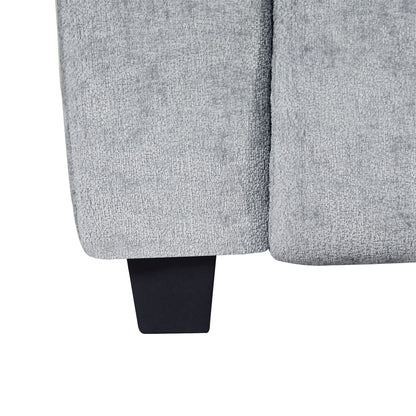 Canapé 3 places rembourré en chenille gris clair avec pieds en plastique