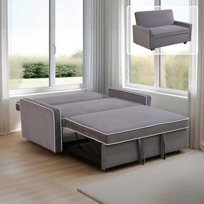 Canapé-lit de salon 1 pièce en tissu moelleux gris clair