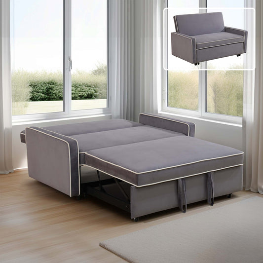 Canapé-lit de salon 1 pièce en tissu moelleux gris clair