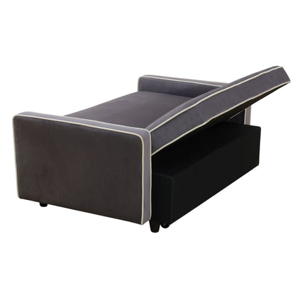 Canapé-lit de salon 1 pièce en tissu moelleux gris clair