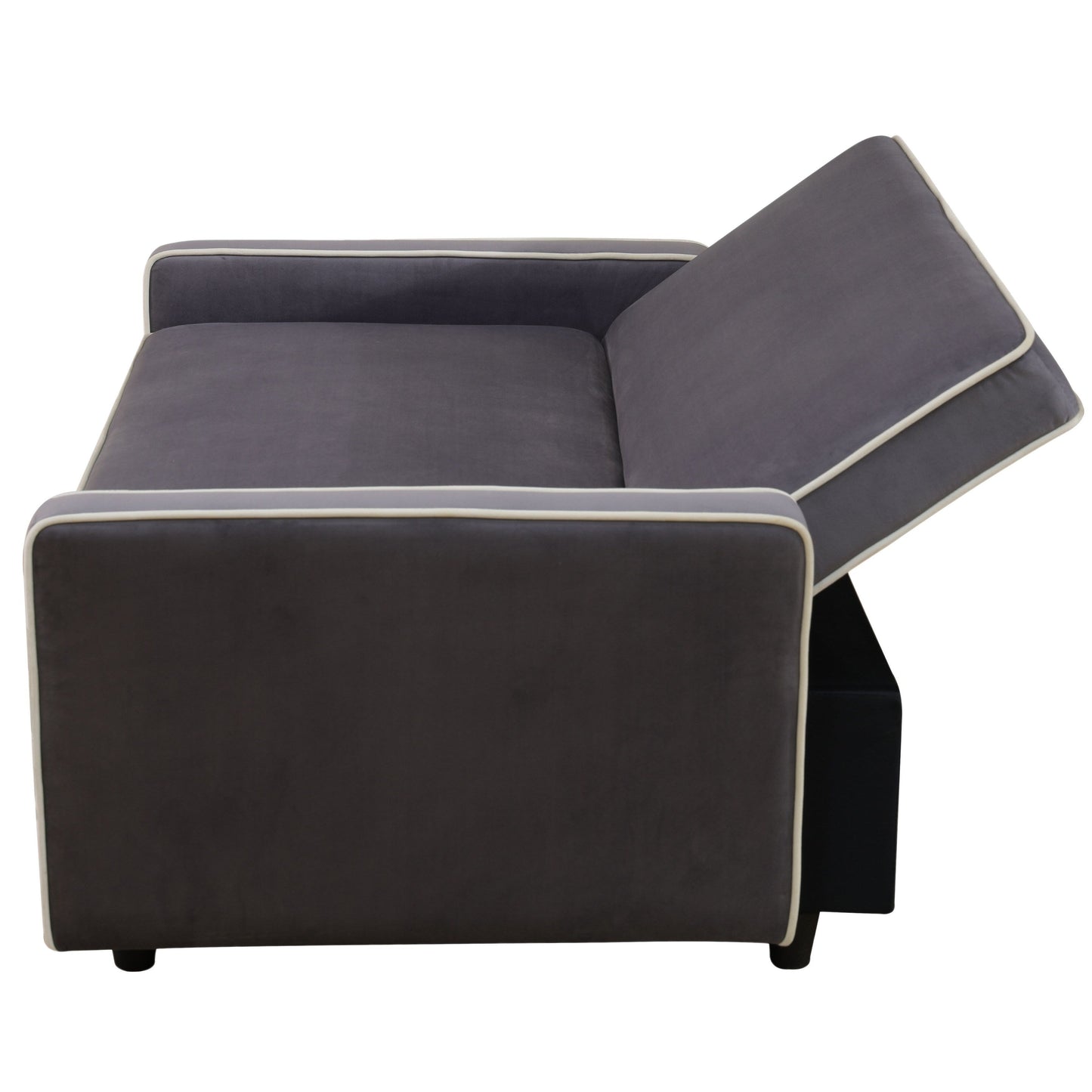 Canapé-lit de salon 1 pièce en tissu moelleux gris clair